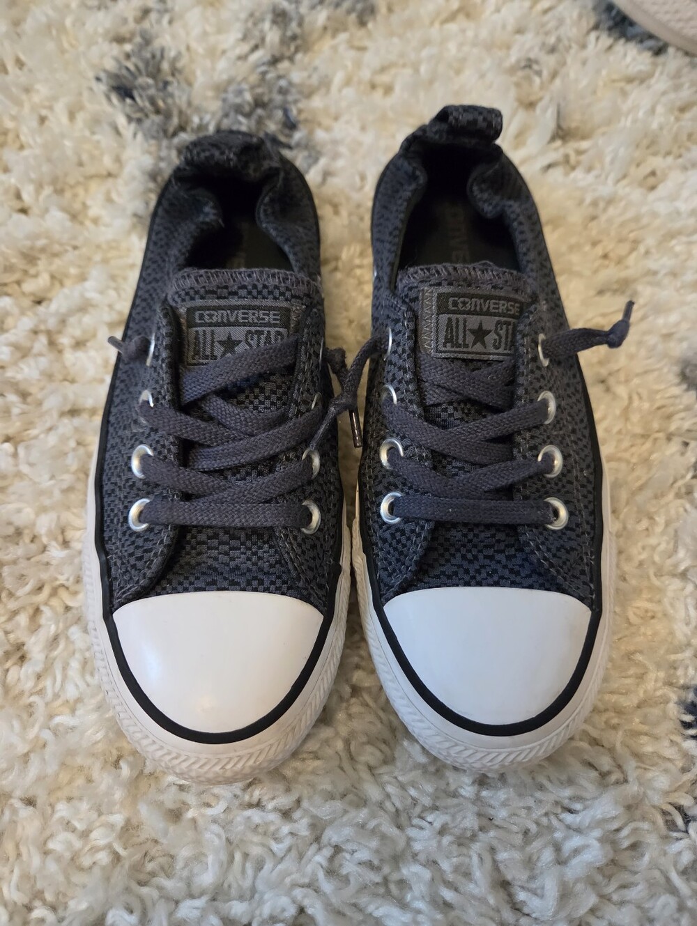 Converse Chuck Taylor All Star Shoreline slip-ons Gray Black Knit Womens 7